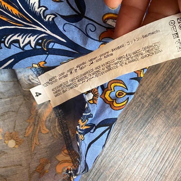 Zara Blue and Orange Floral Blouse - Picture 4 of 7